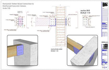 Horizontal Timber Beam Connection to Concrete Column