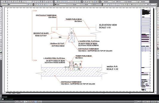 Secondary Timber Purlin Beam Connection To Main Beam