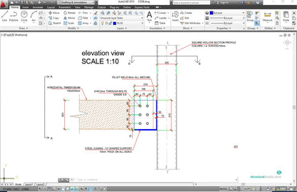 Timber Beam to SHS Steel Column Moment Connection