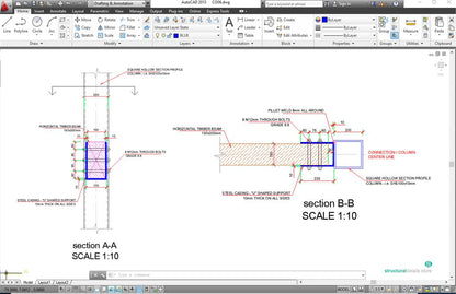 Timber Beam to SHS Steel Column Moment Connection