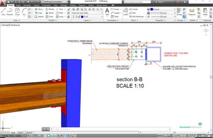 Timber Beam to SHS Steel Column Angle Moment Connection