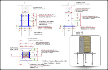 Timber Columns CAD Detailed Drawings - structuraldetails