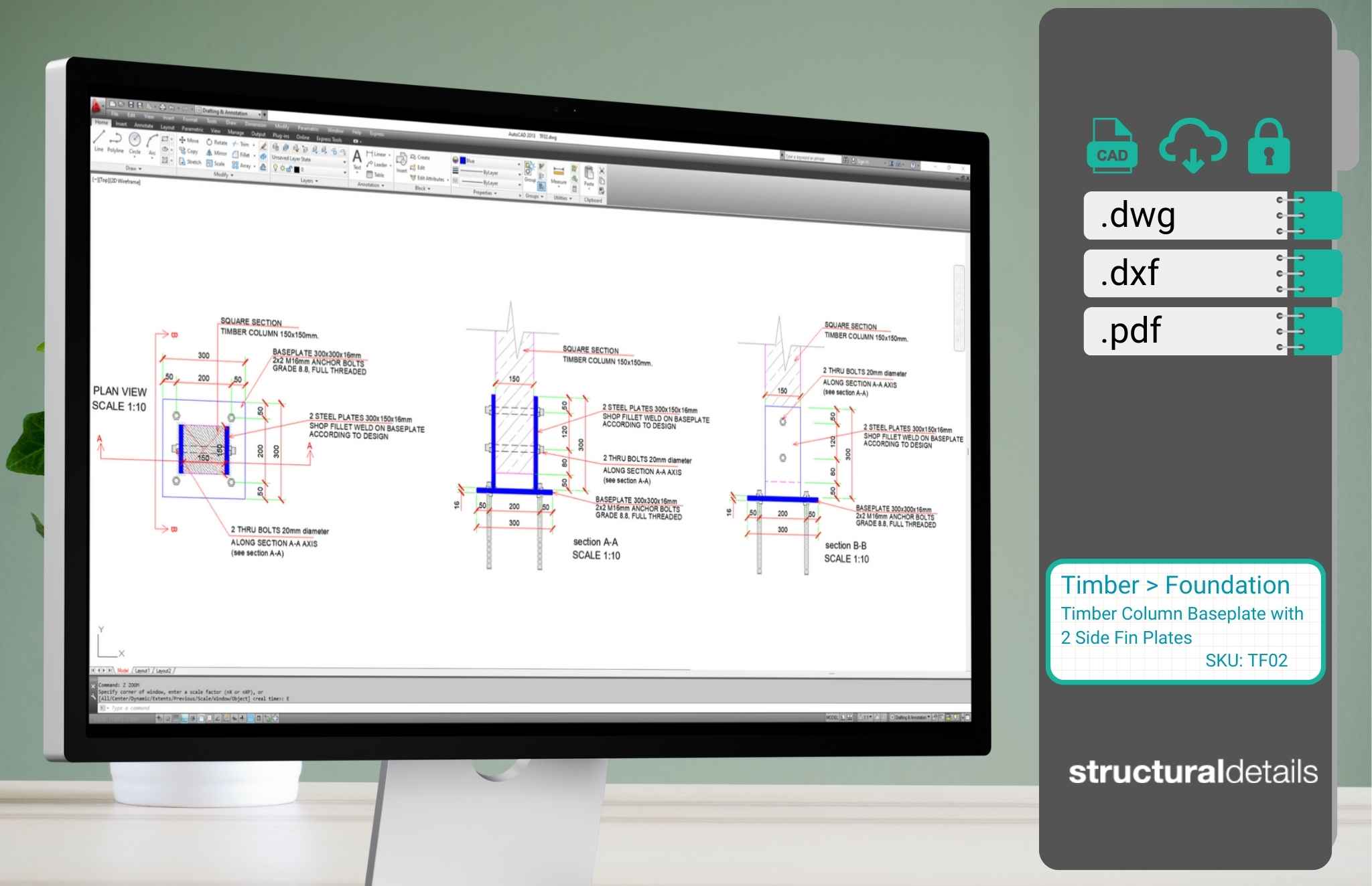 Annotation For Timber Column Timber Columns CAD Detailed Drawings - structuraldetails