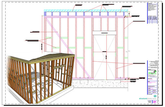 Timber Load Bearing Wall Frame with Door Opening Detail