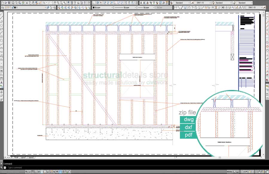 Timber Load Bearing Wall Frame with Window Opening Detail