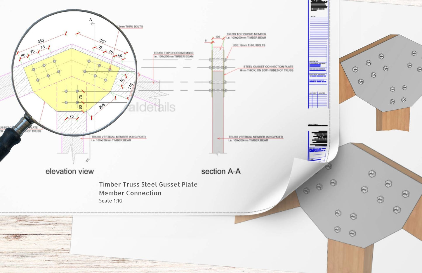 Timber Truss Steel Gusset Plate Member Connection