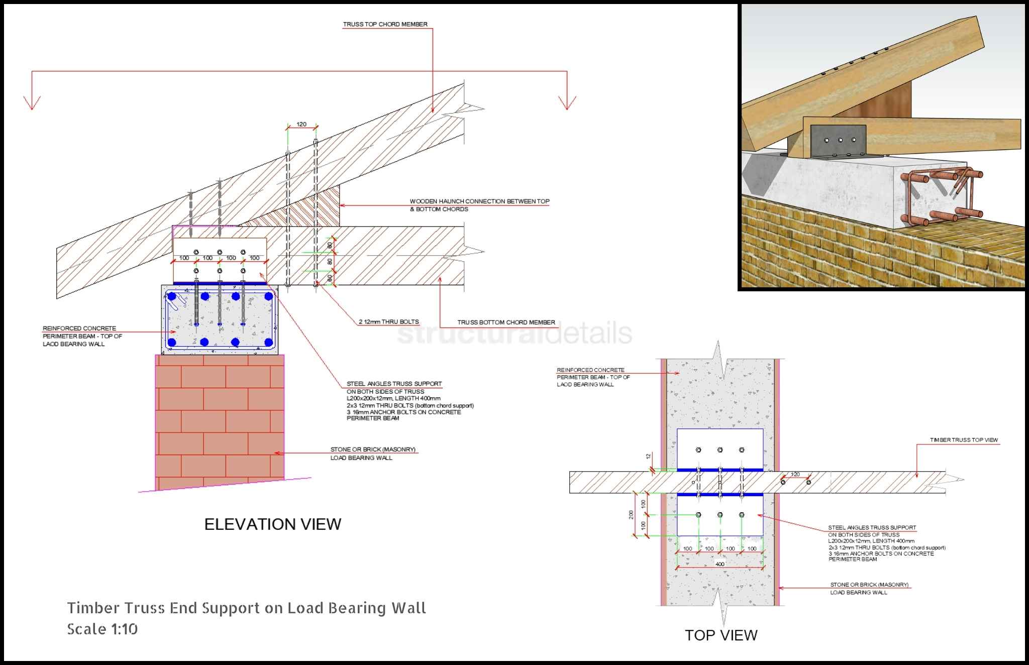 Timber Load Bearing Walls CAD Detailed Drawings - structuraldetails