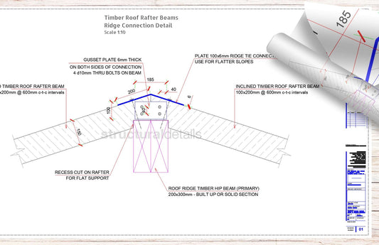 Roof Rafter Beams Ridge Connection Detail