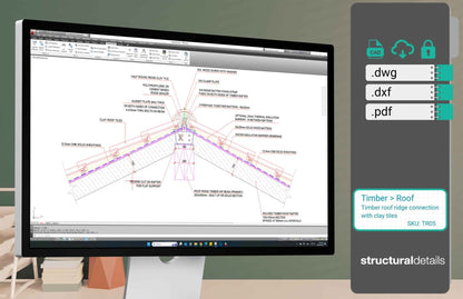 Timber Roof with Clay Tiles Ridge Connection Detail