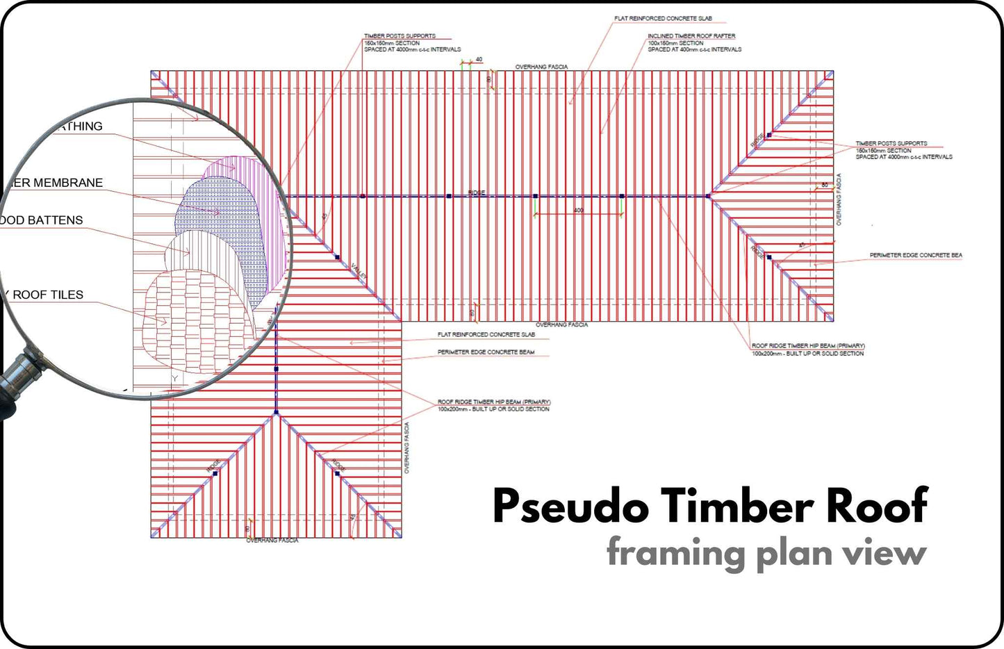 Pseudo Timber Roof On Concrete Slab Framing Plan View