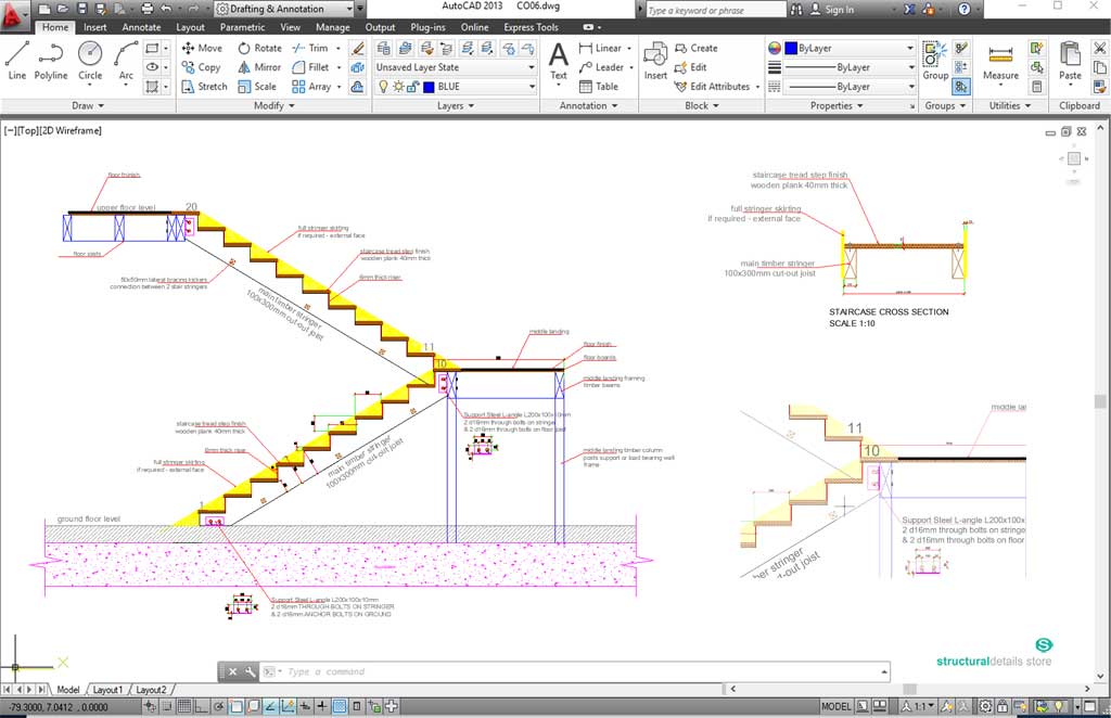 Double Stringer Timber Frame Stairs Detail