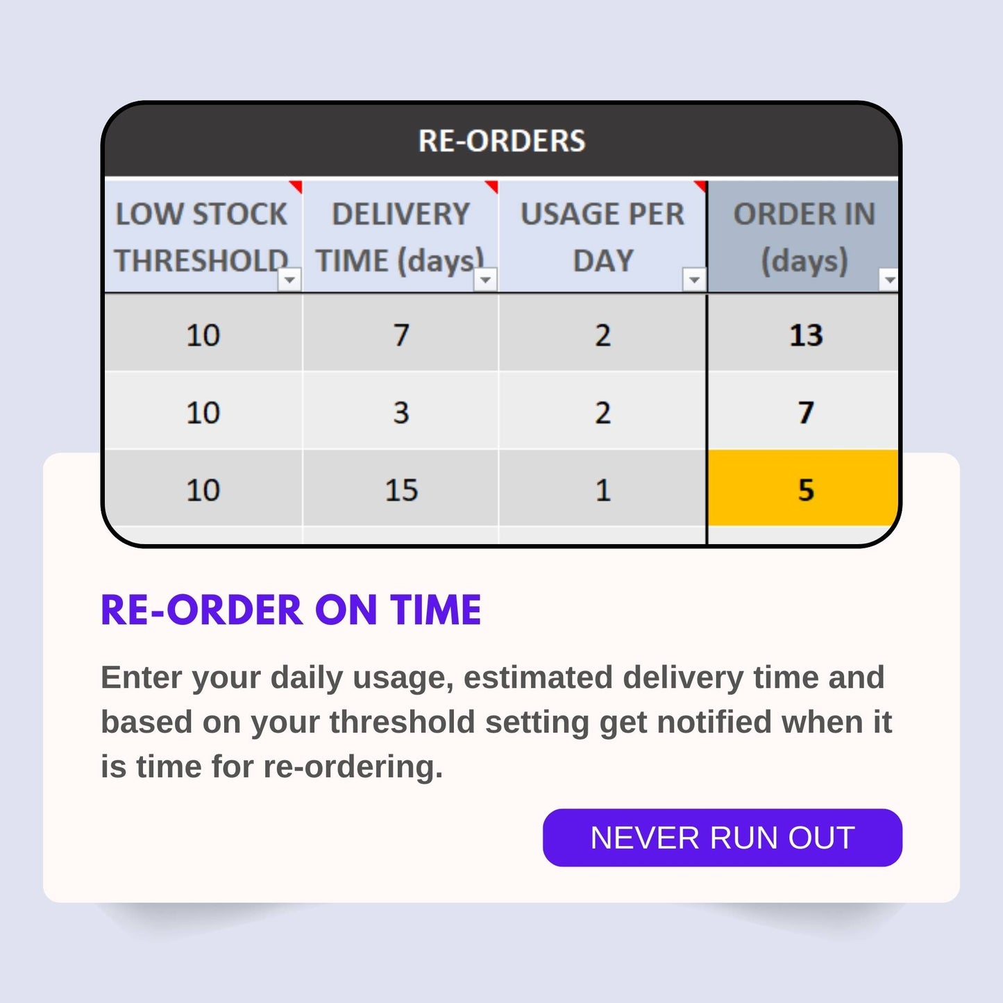 Supplies Stock Inventory Management Excel Template