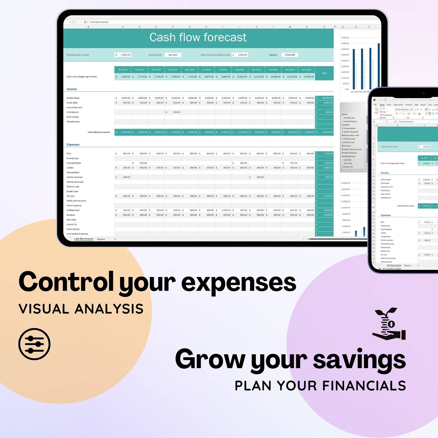 Cash Flow Forecast Planner Excel Template