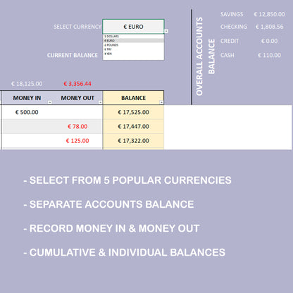 Income Expenses Tracking Excel Spreadsheet Template