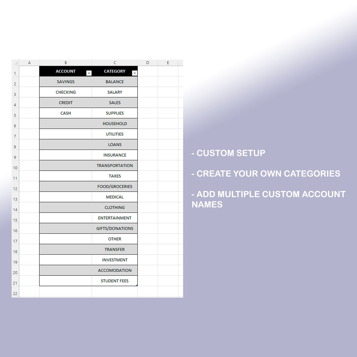 Income Expenses Tracking Excel Spreadsheet Template