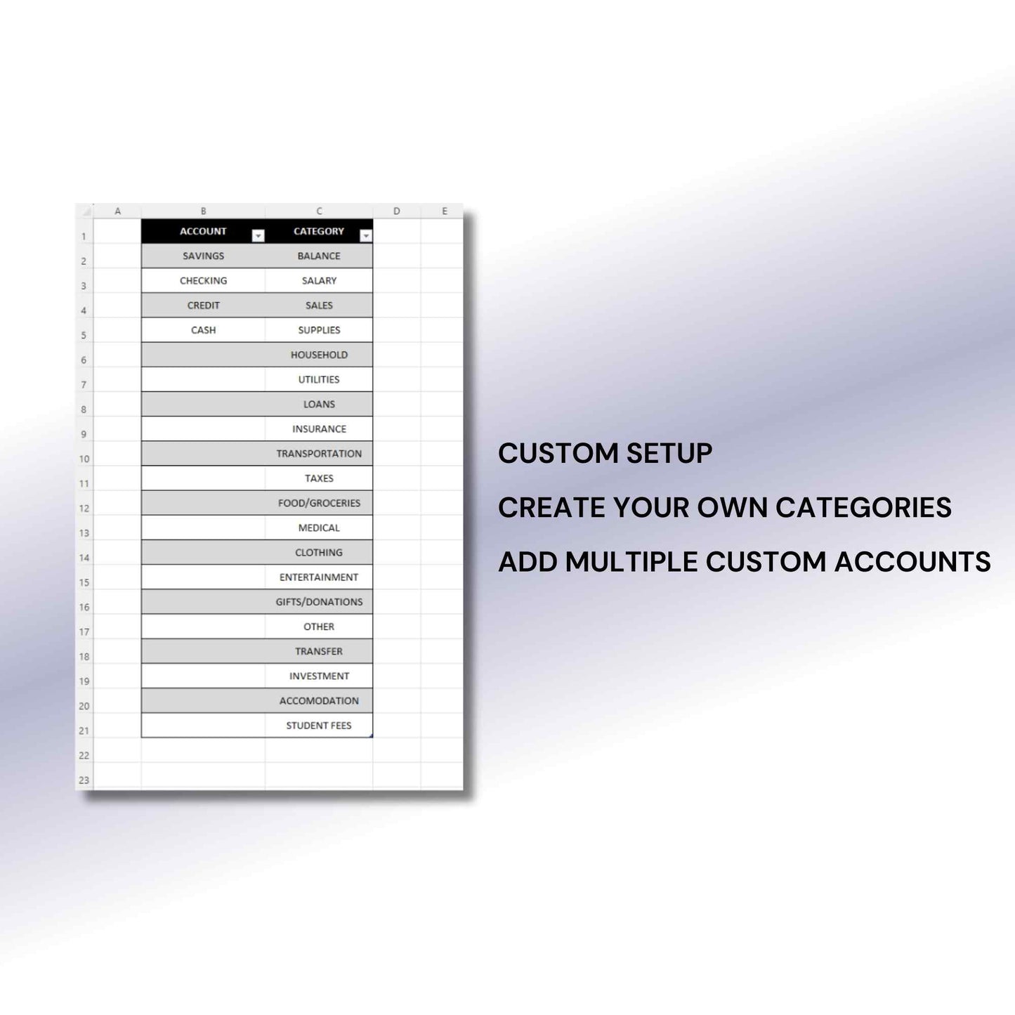 Income Expenses Tracking Excel Spreadsheet Template