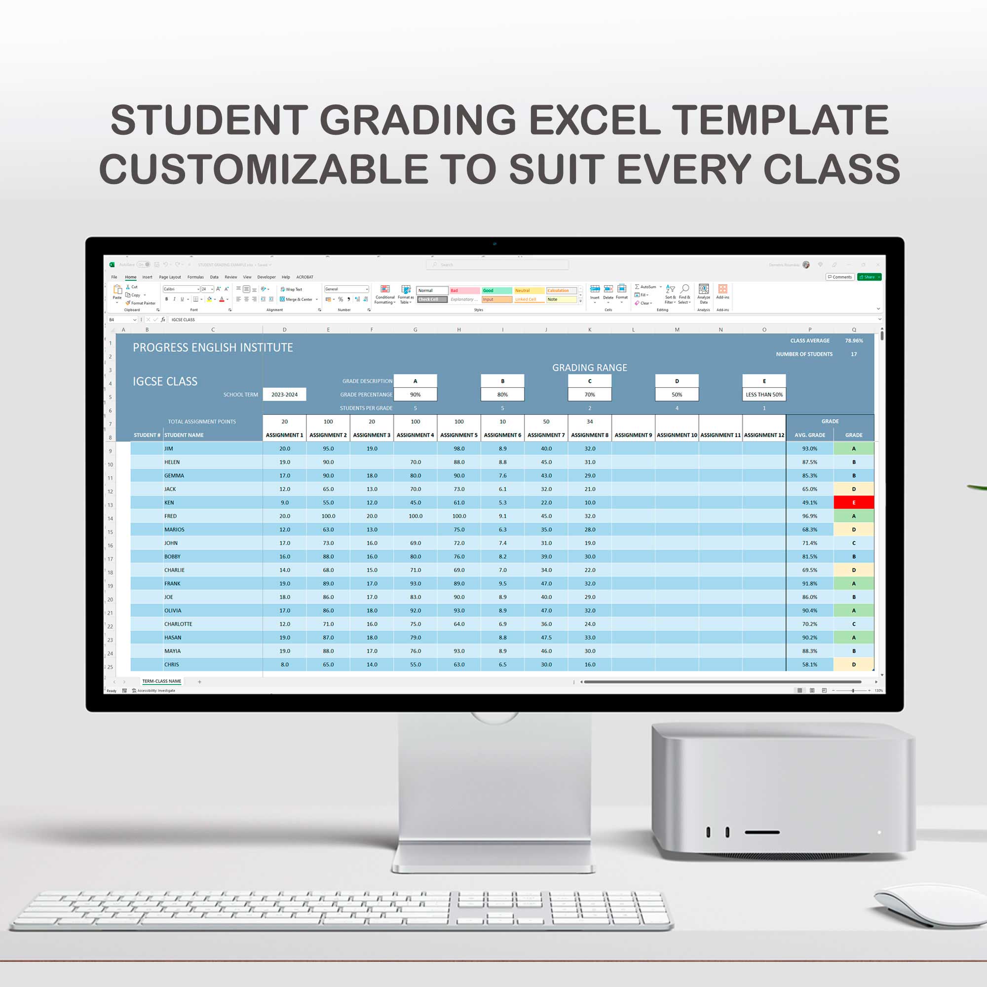 Simple Student Grading Excel Template Tool - structuraldetails