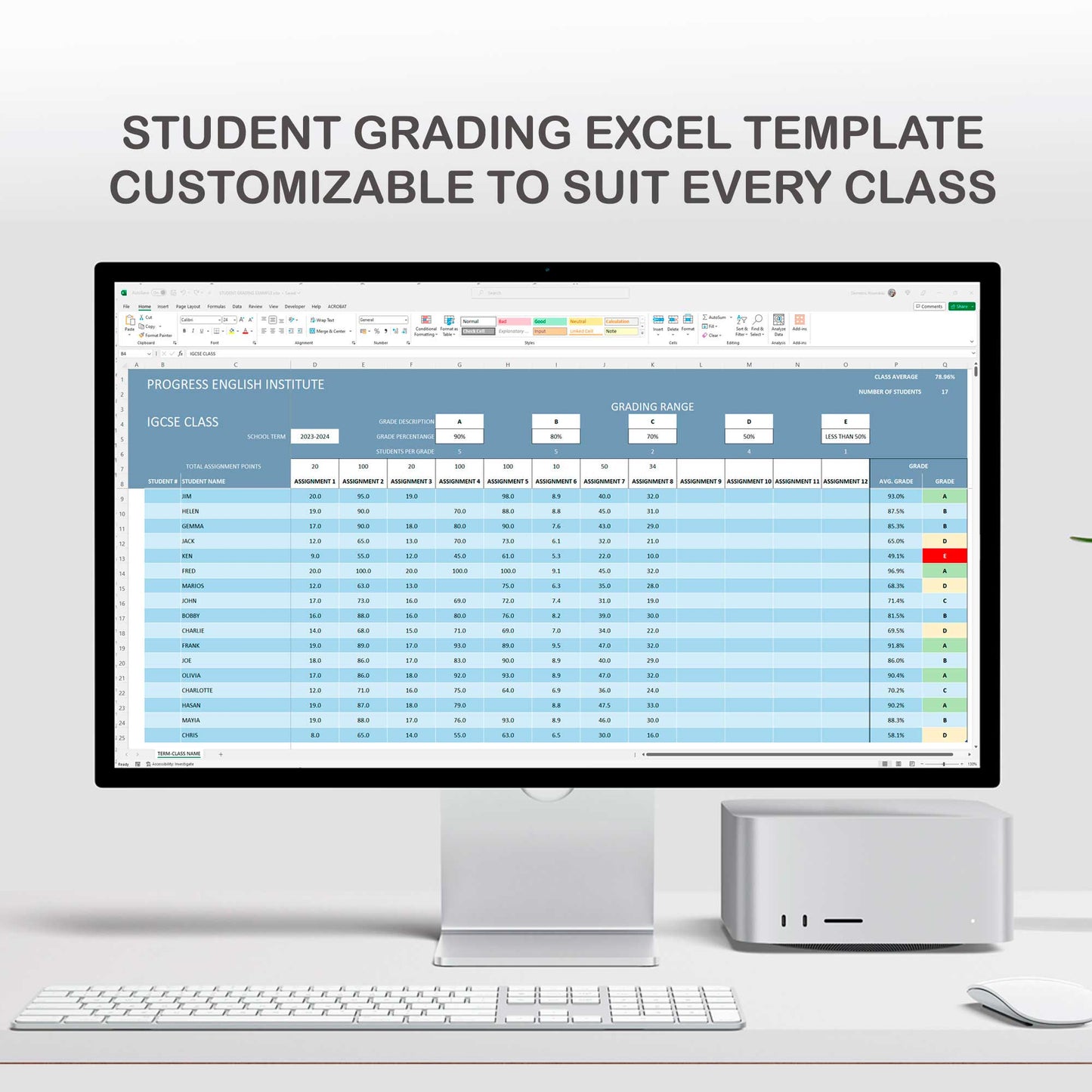 Simple Student Grading Excel Template