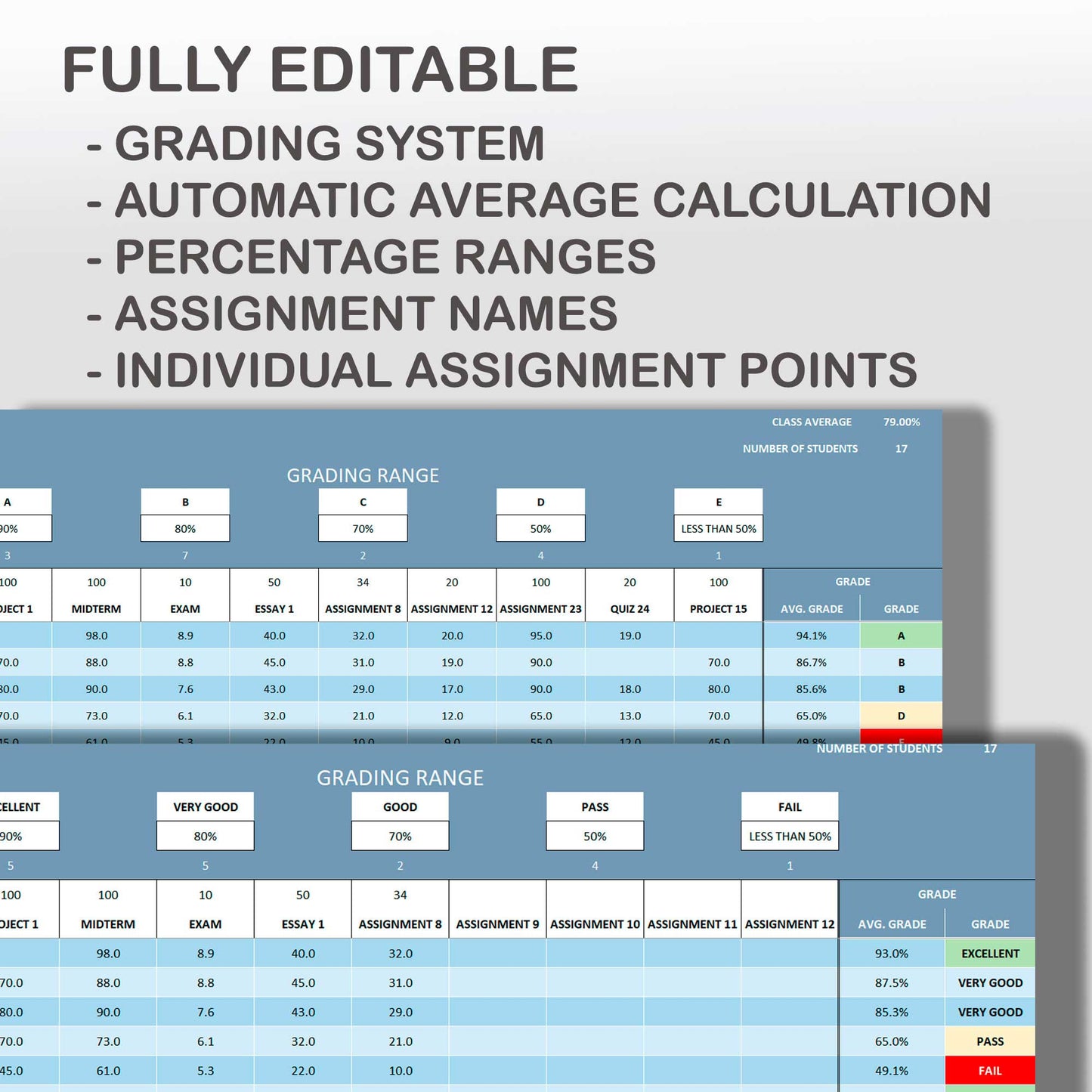 Simple Student Grading Excel Template