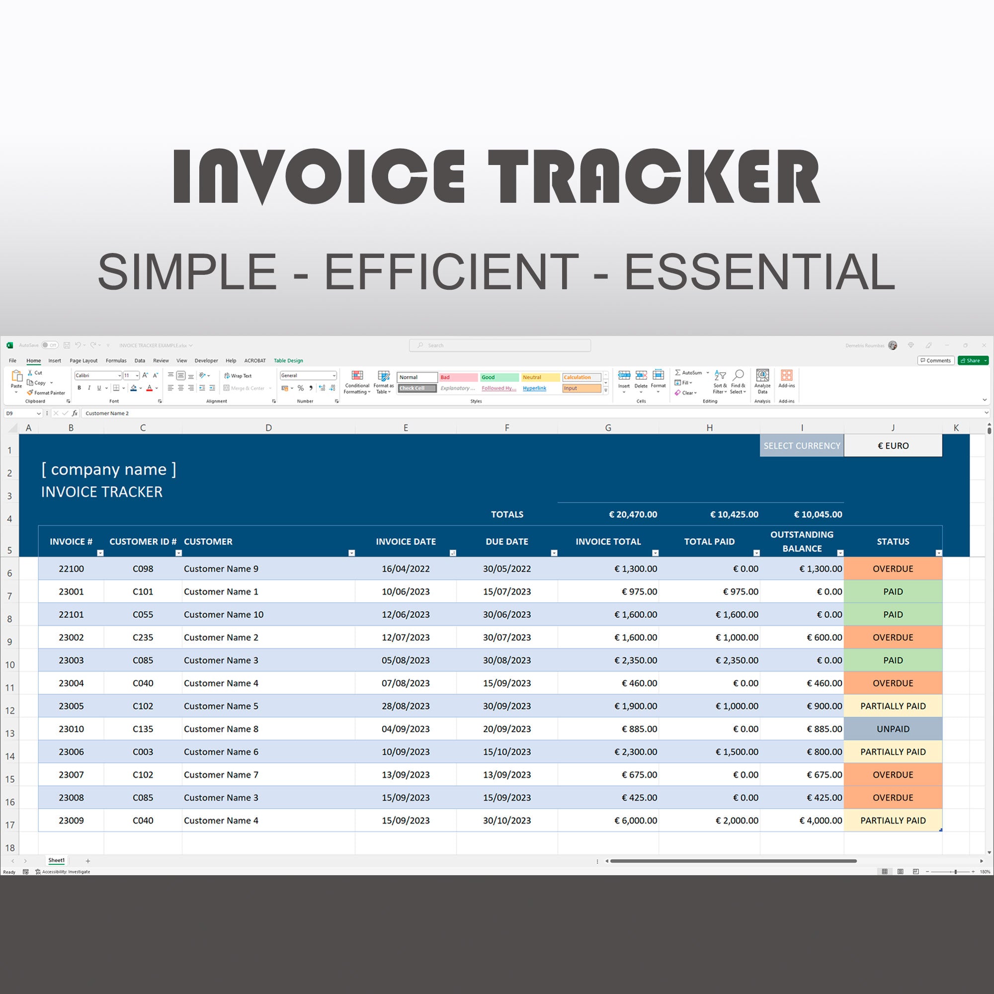 Invoice Tracker Excel Template - structuraldetails
