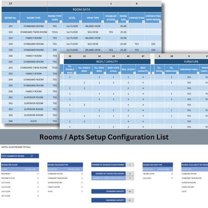 Hotel Rooms Matrix Booking Registry Excel Template