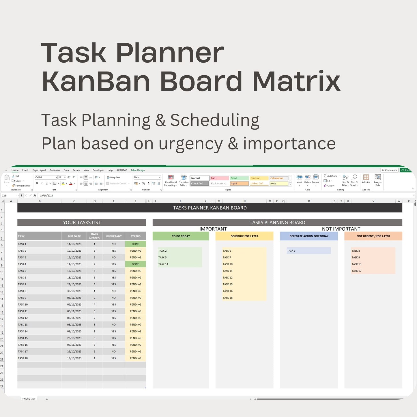 Task Planner KanBan Board Matrix