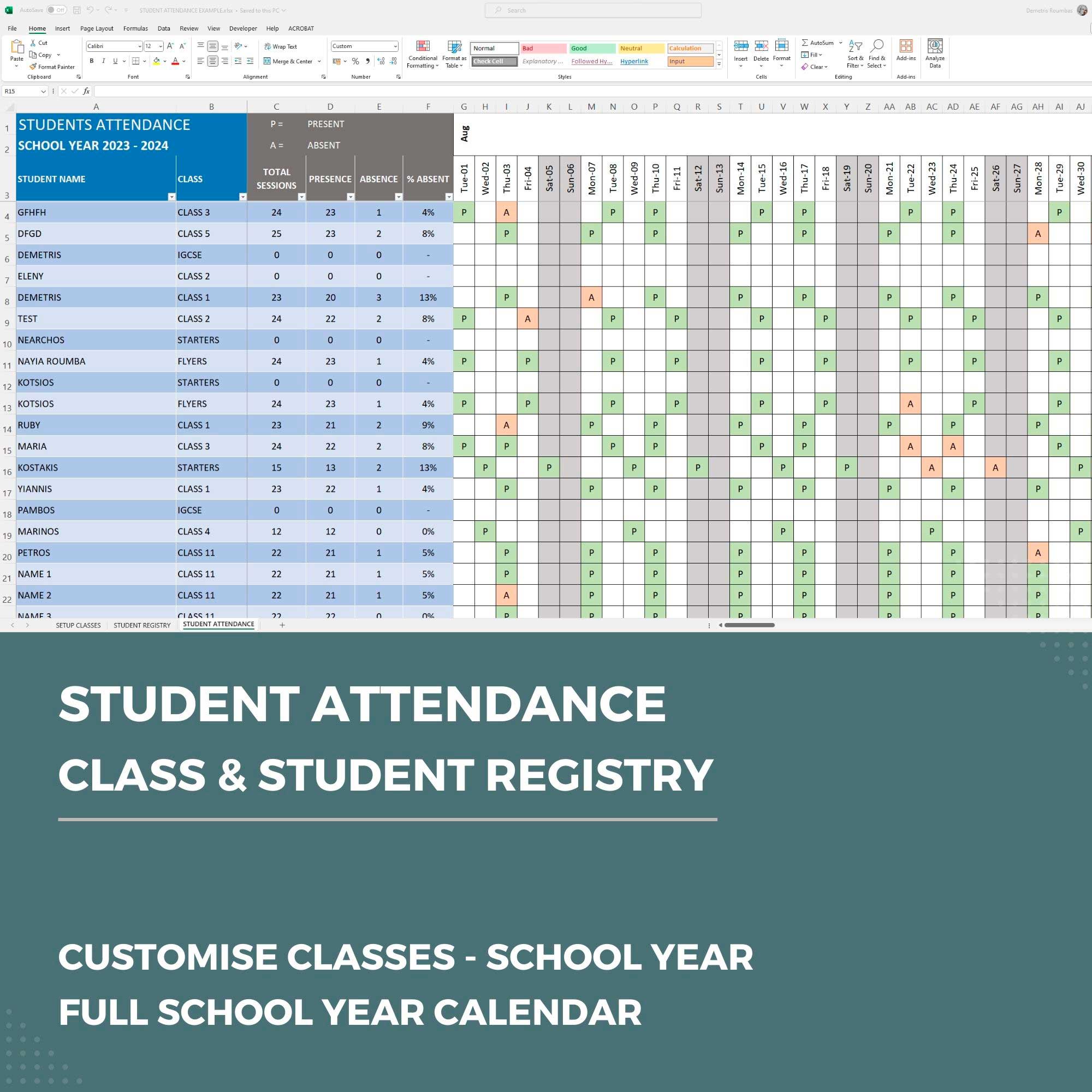 Example Of Attendance Sheet In Excel
