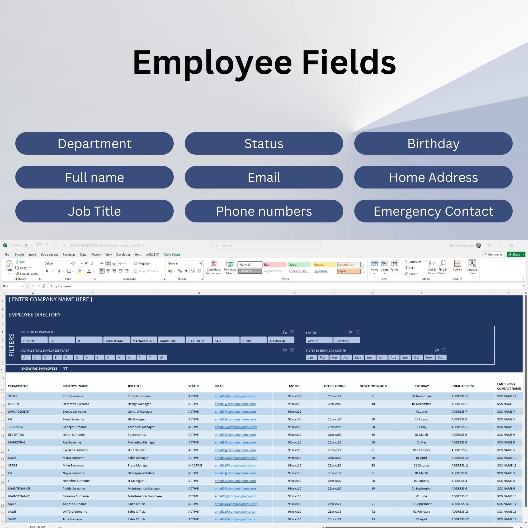 Excel Directory Example Company Employee Directory Excel Template - structuraldetails