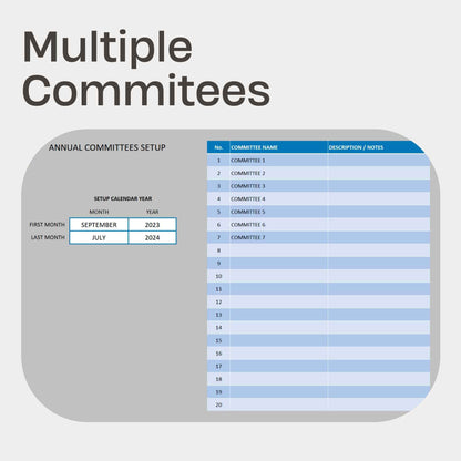 Multiple Committees Meeting Attendance Excel Tool