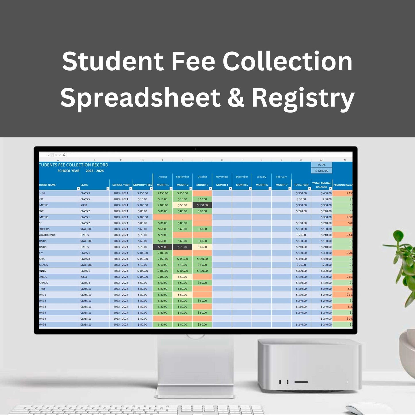 Student Fee Collection Tracker Excel Template