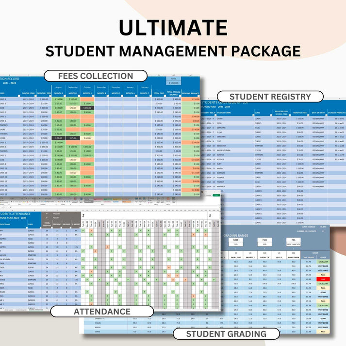 Student Management Excel Templates Package - structuraldetails