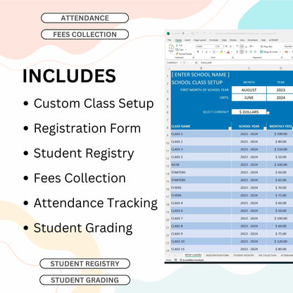 Student Management Excel Templates Package