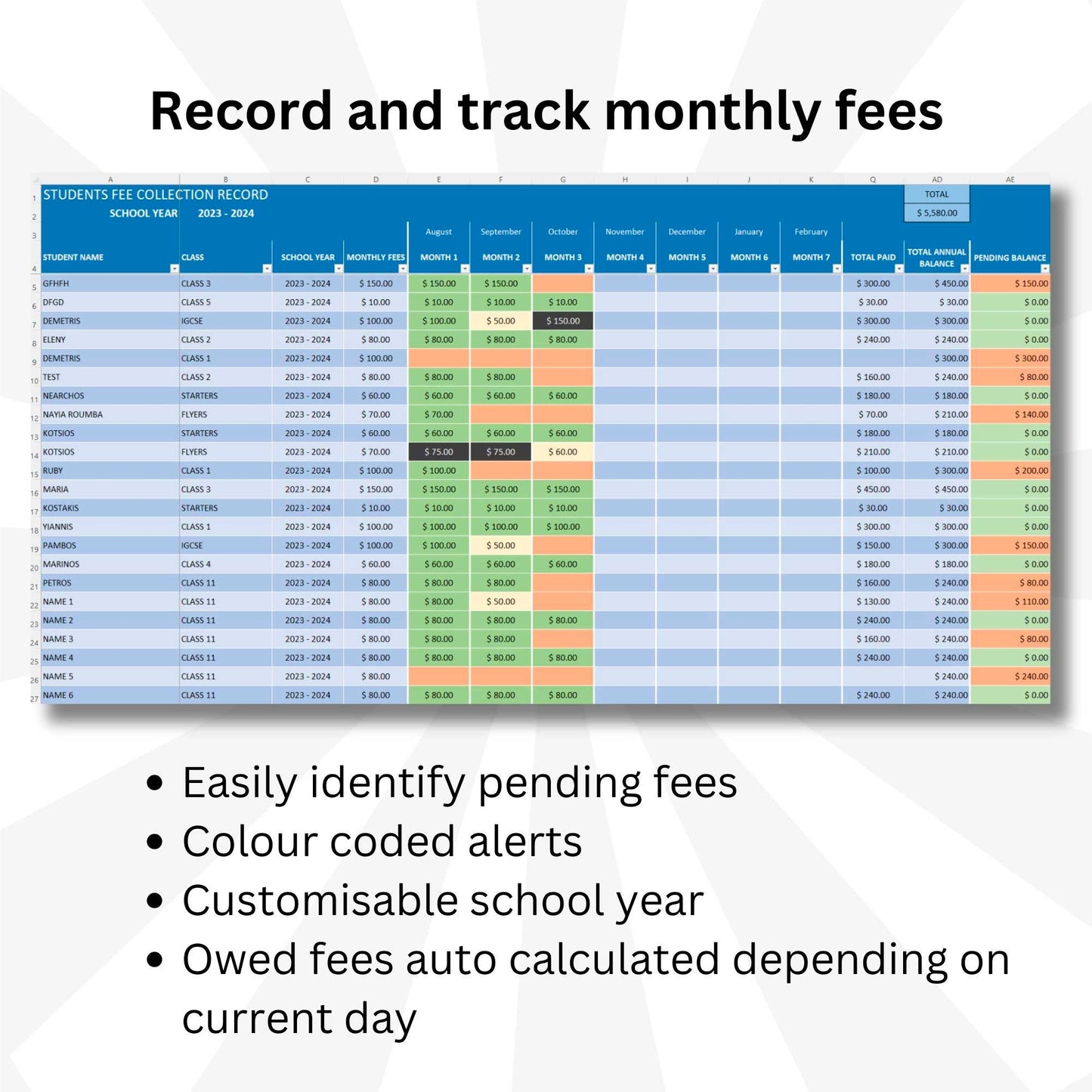 Student Management Excel Templates Package