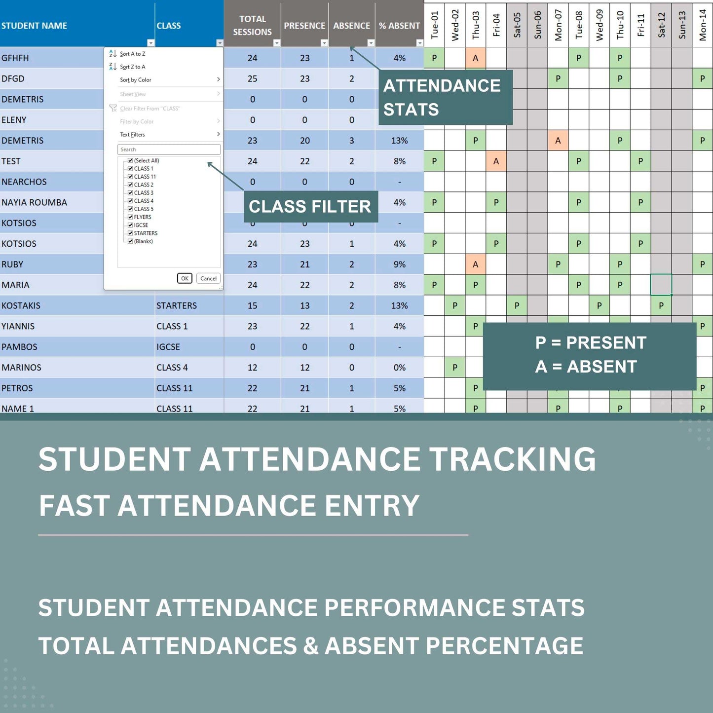 Student Management Excel Templates Package