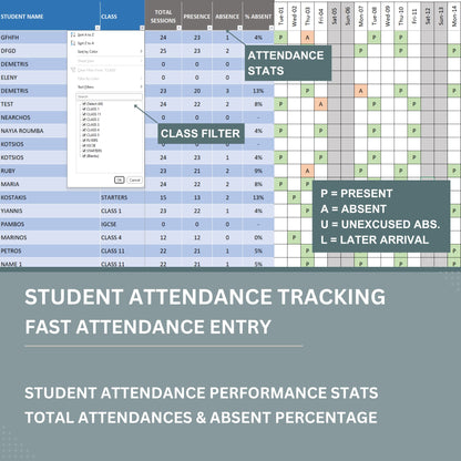 Student Management Excel Templates Package