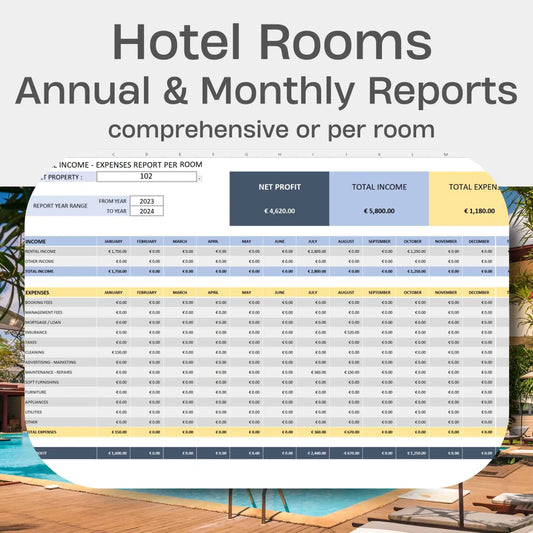 Hotel Rooms Bookings Financial Tracker Excel Template