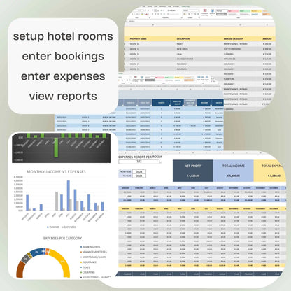 Hotel Rooms Bookings Financial Tracker Excel Template