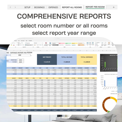 Hotel Rooms Bookings Financial Tracker Excel Template