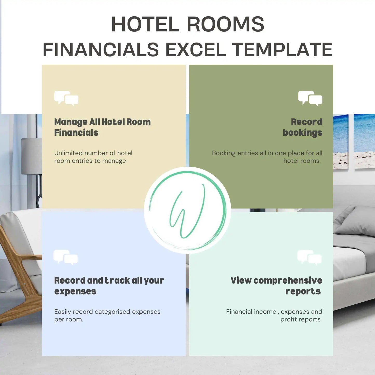 Hotel Rooms Bookings Financial Tracker Excel Template