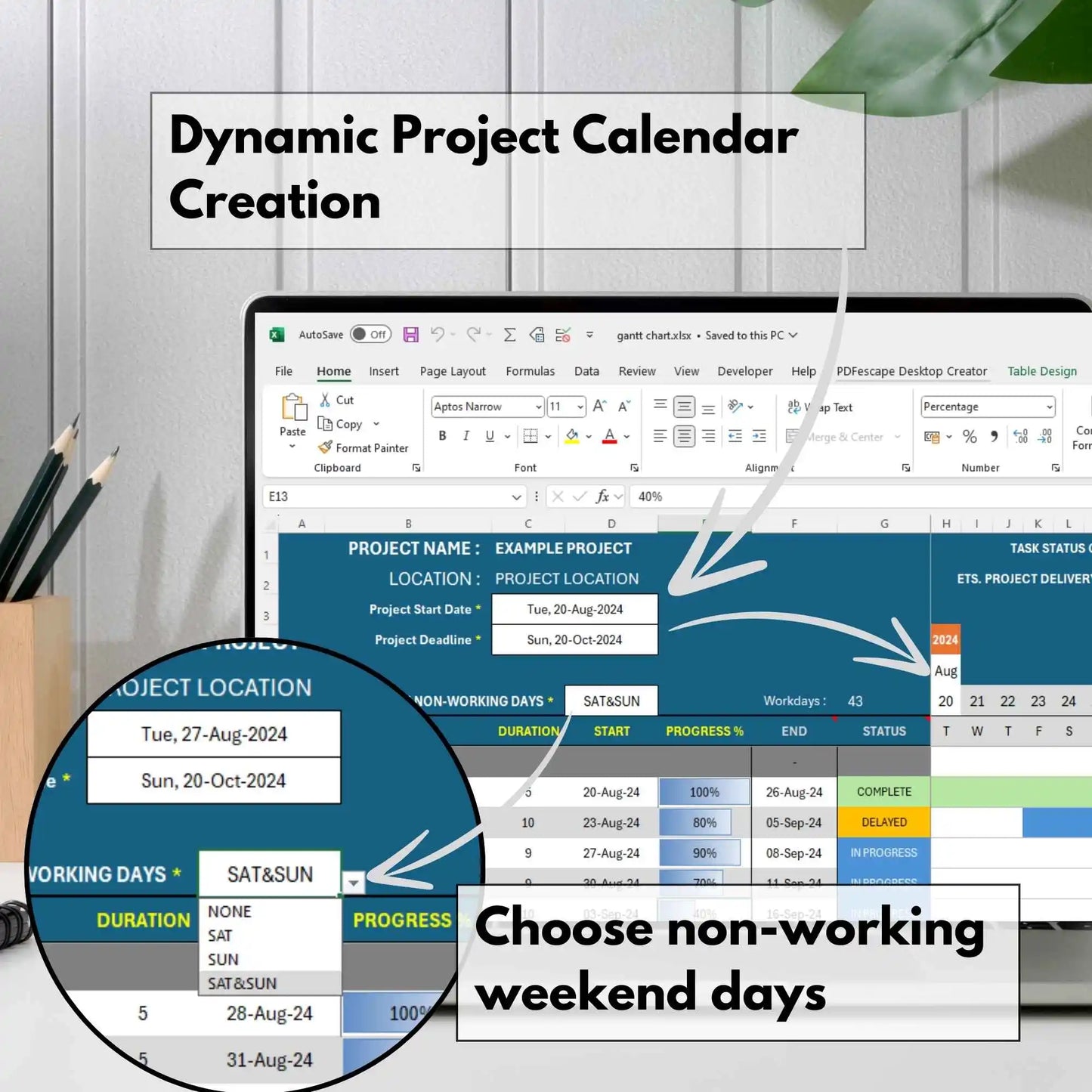 Project Timeline Gantt Chart Excel Tool