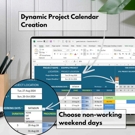 Project Timeline Gantt Chart Excel Tool