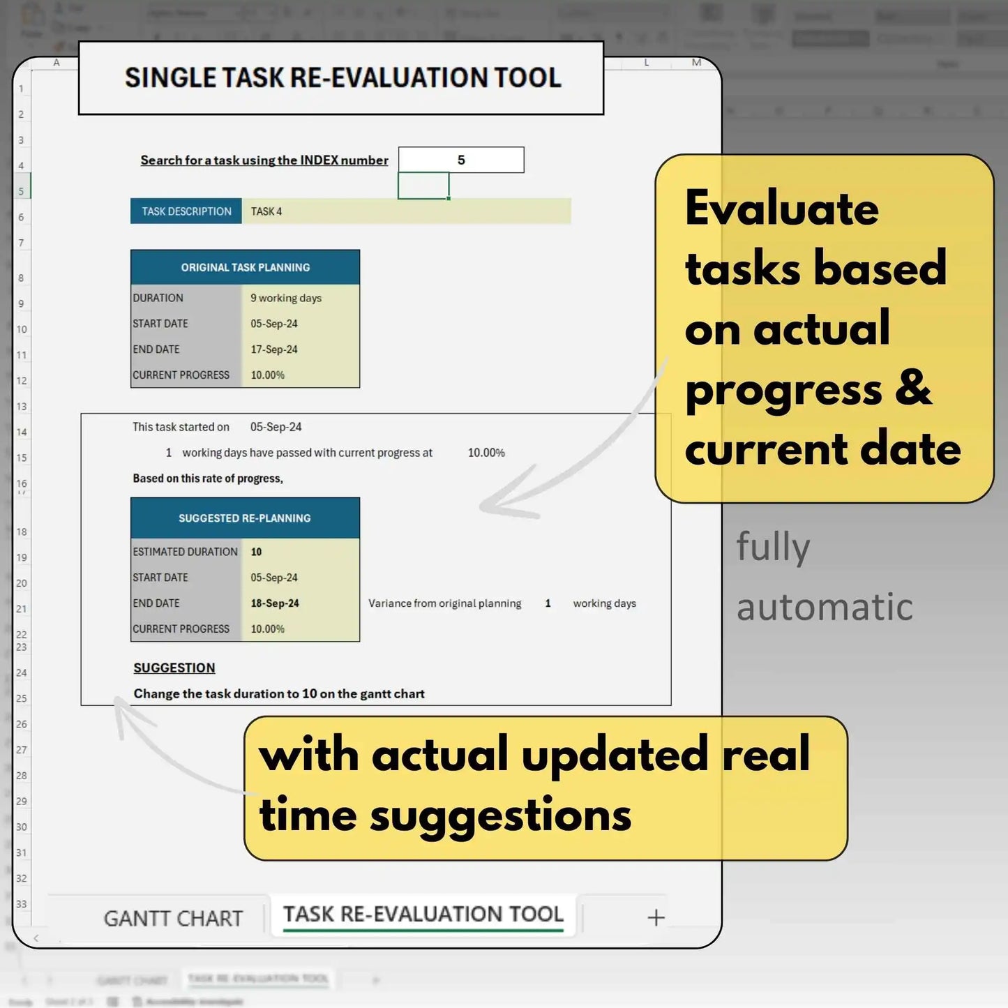 Project Timeline Gantt Chart Excel Tool