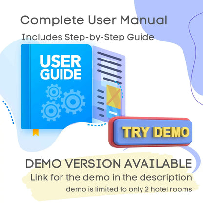 Hotel Management Excel Tool Bookings Financials up to 200 rooms