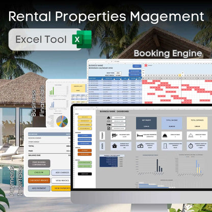 Rental Properties Management Excel Tool Bookings Financials