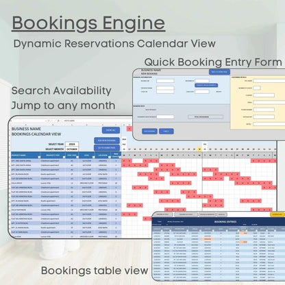 Rental Properties Management Excel Tool Bookings Financials