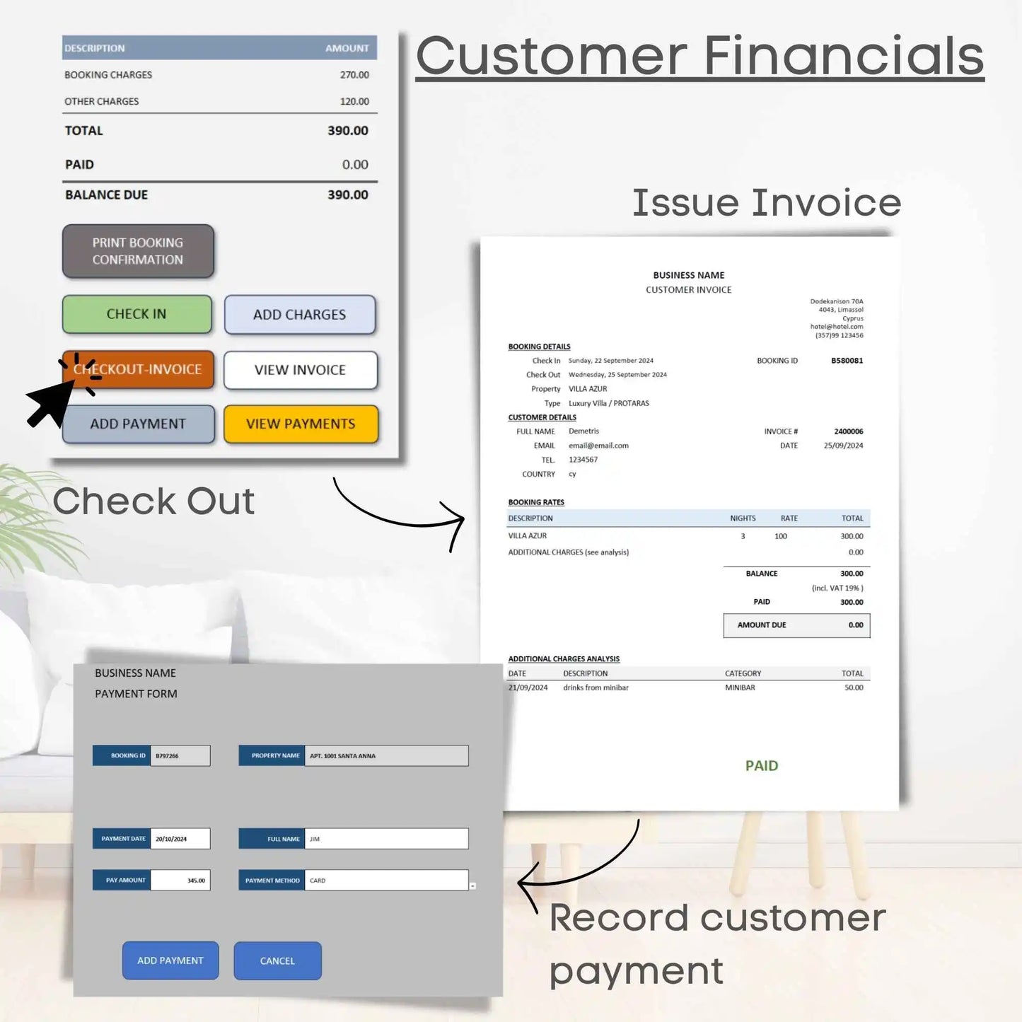 Rental Properties Management Excel Tool Bookings Financials