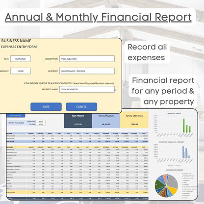 Rental Properties Management Excel Tool Bookings Financials