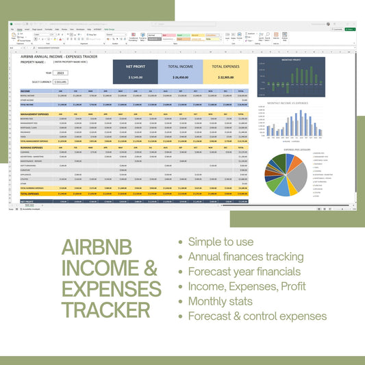 Airbnb Property Income Expenses Tracker Excel Template