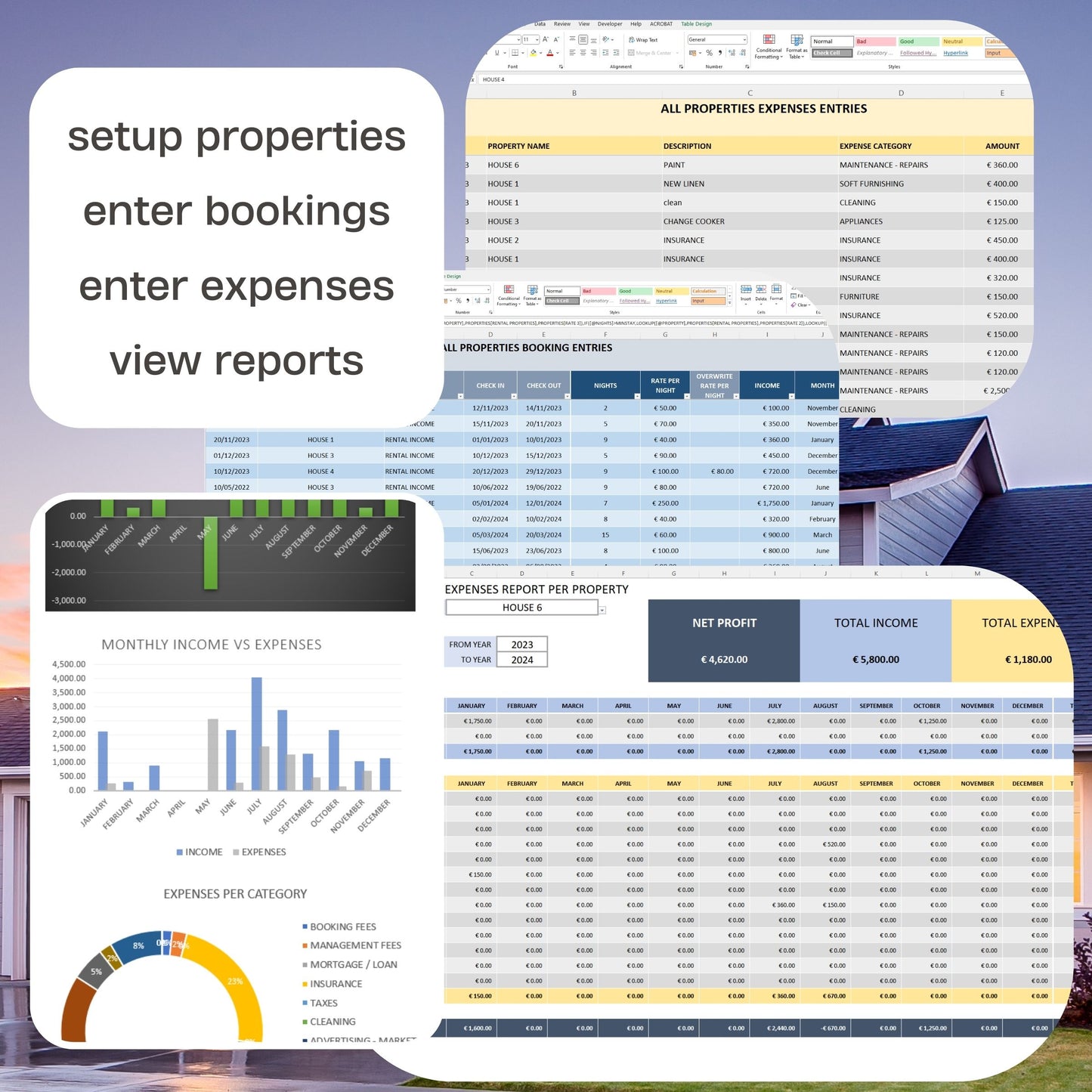 Multiple Rental Properties Financial Tracker Excel Template