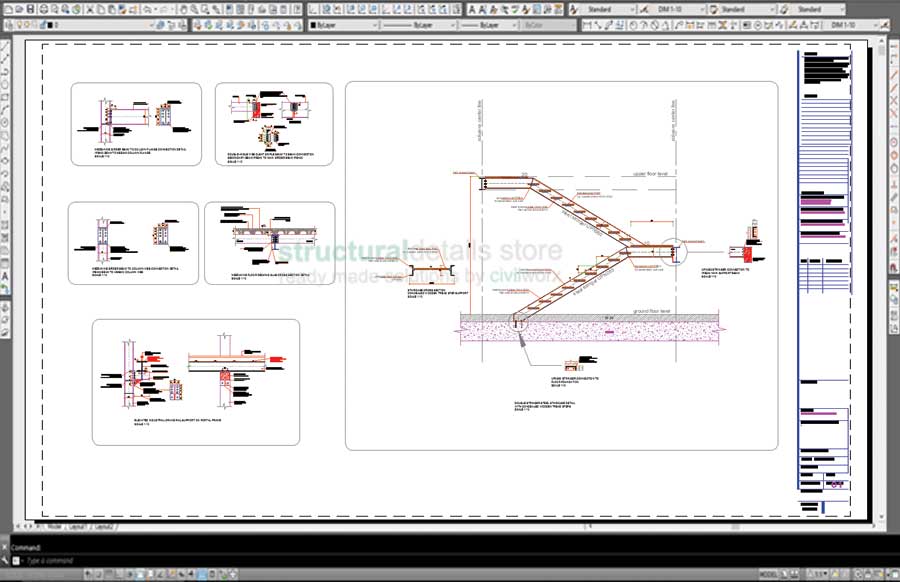 Steel Frame Hangar Complete Design CAD Drawings - structuraldetails